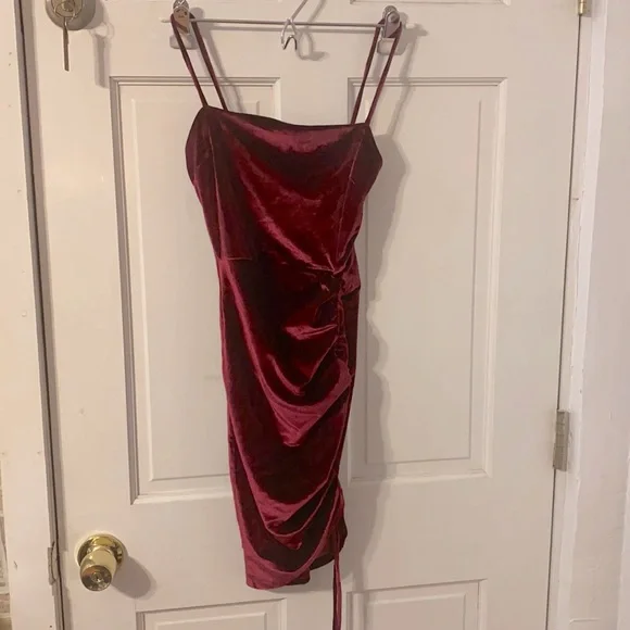 red midi long sleeve dress Boho Pink Lush Full Potential Ruby Red Wrap Long Sleeve Midi Dress - Size M - Dresses